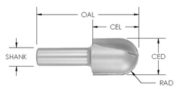 [SE1402] 1/8" Radius Round Nose Router Bits