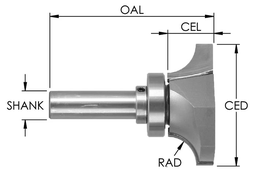 [SE2034] 2-1/8" Under Roundover Router Bits for Solid Surface