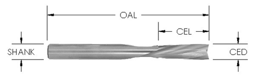 1/4" Slow Spiral O Flute Router Bits (SOU723) Southeast Tool SOU723 